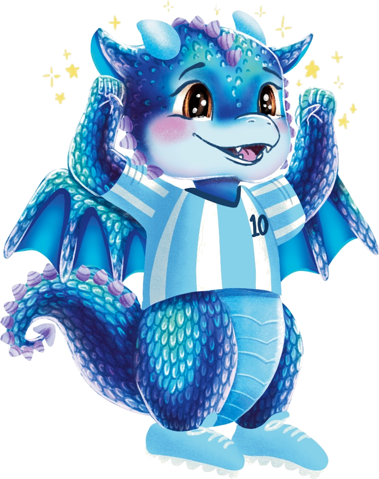 Dessi the dragon cheering