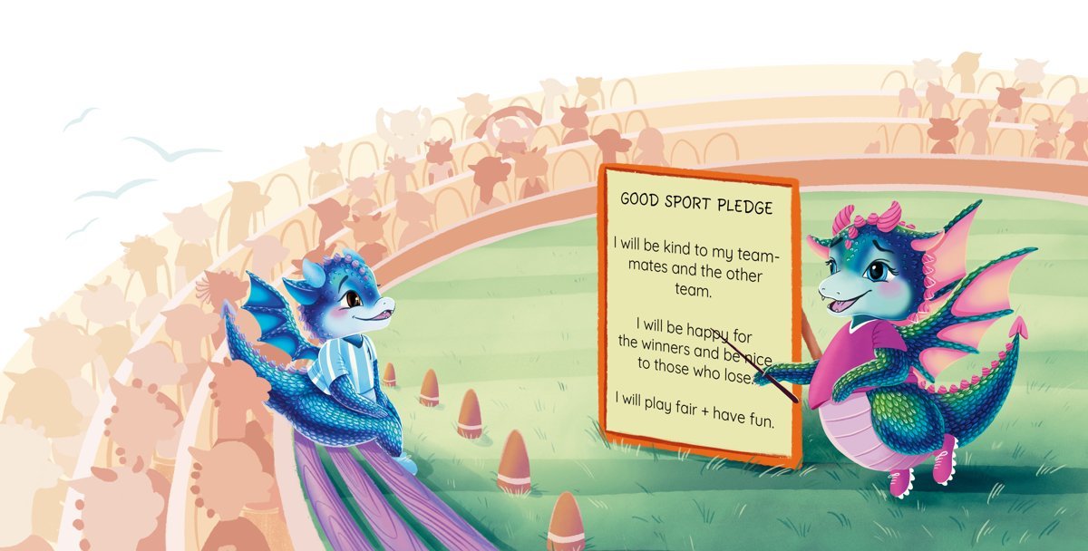 Inside Dessi The Dragon — the Good Sport Pledge spread